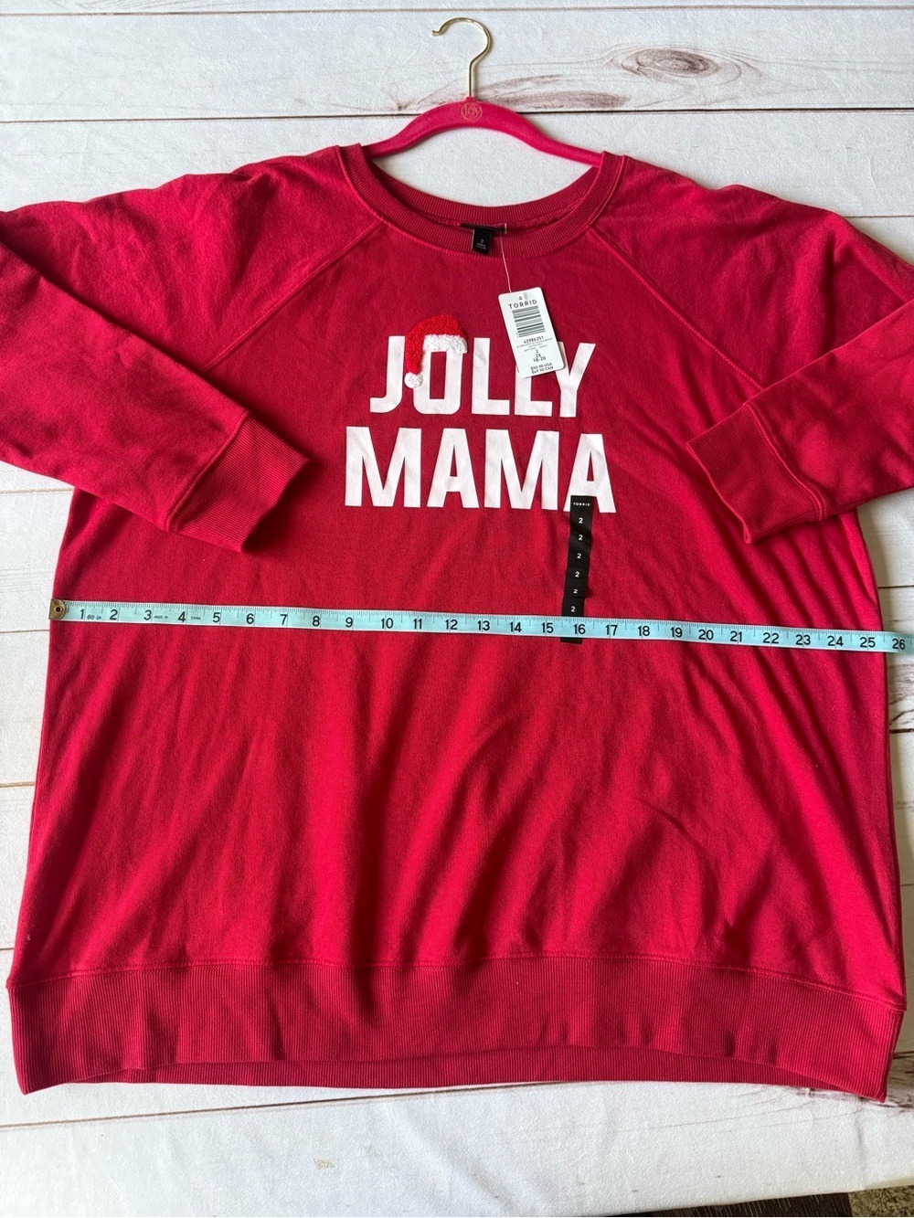 NWT Torrid Jolly Mama Classic Fit Cozy Fleece Sweatshirt Jester Red Size 2X 18-2 - Picture 9 of 16